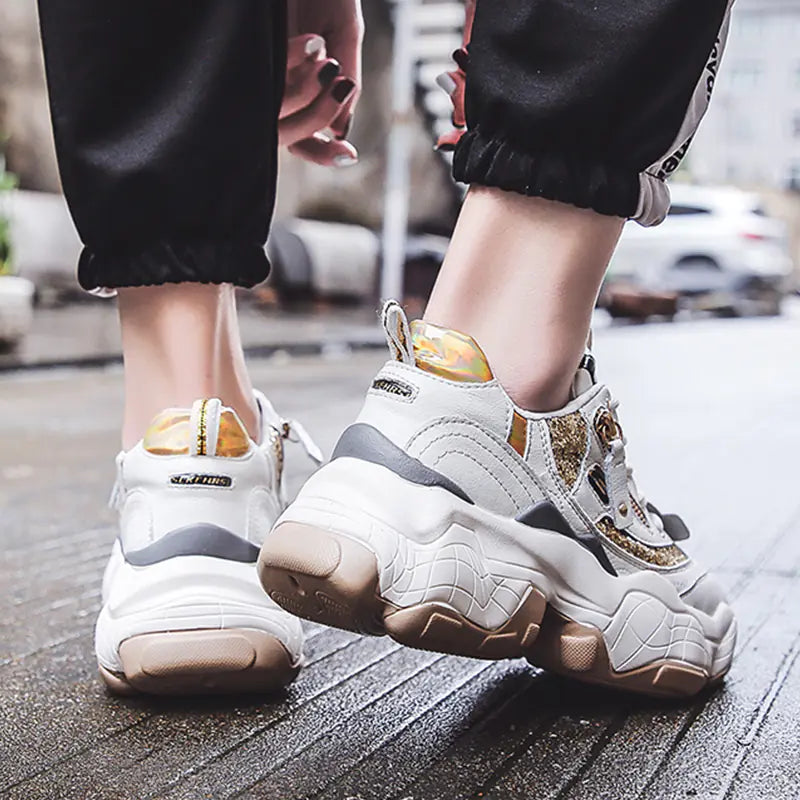 Women’s Sequin Chunky Sole Sneakers (Dad Shoes)