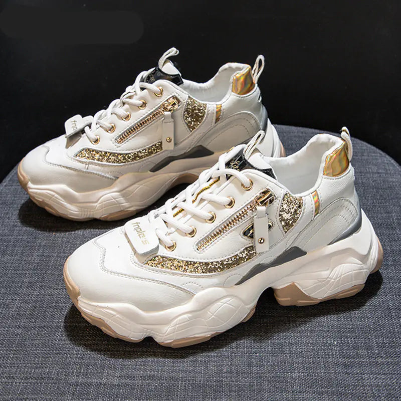 Women’s Sequin Chunky Sole Sneakers (Dad Shoes)