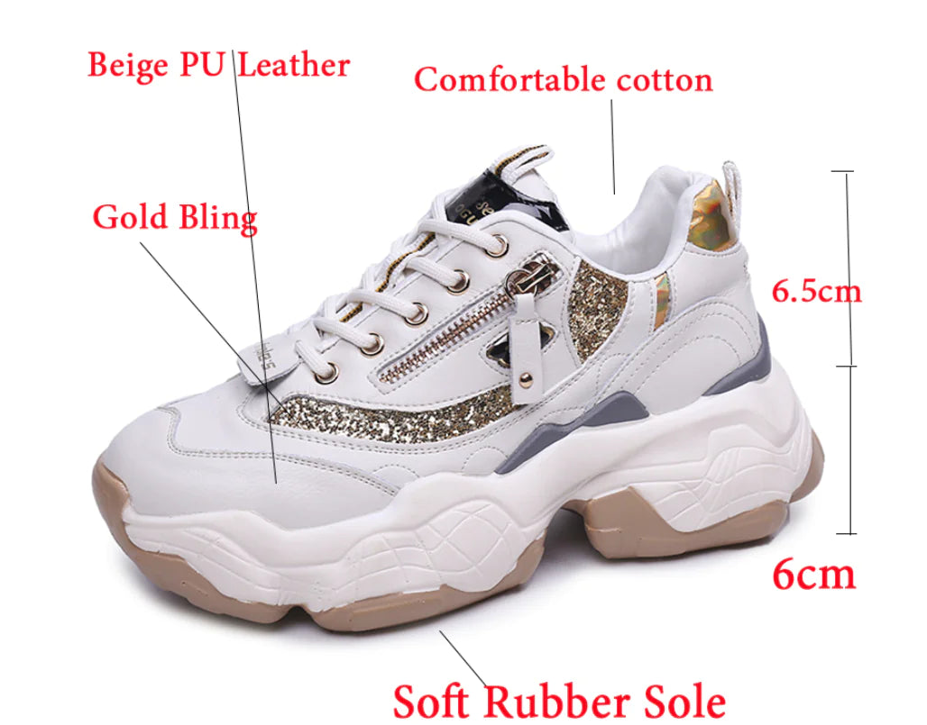 Women’s Sequin Chunky Sole Sneakers (Dad Shoes)