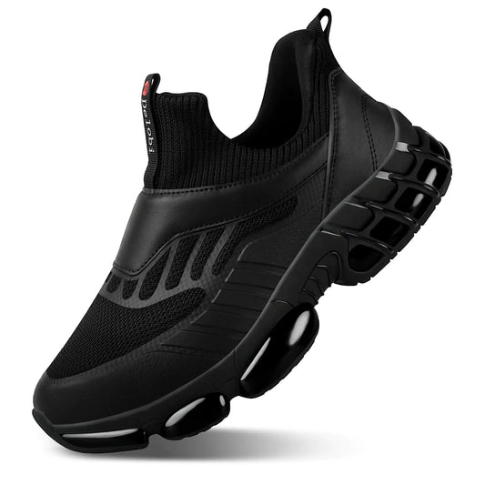 Slip On Steel Toe Sneakers for Women Lightweight Work Safety Shoes Comfortable Air Cushion Industrial Construction Shoes Size 7.5